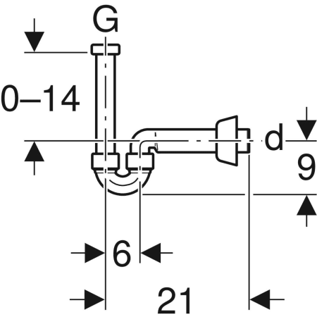 Rohrbogengeruchsverschluss für Waschbecken und Bidet, Abgang horizontal: d=32mm, G=1 1/4″, weiß-alpin