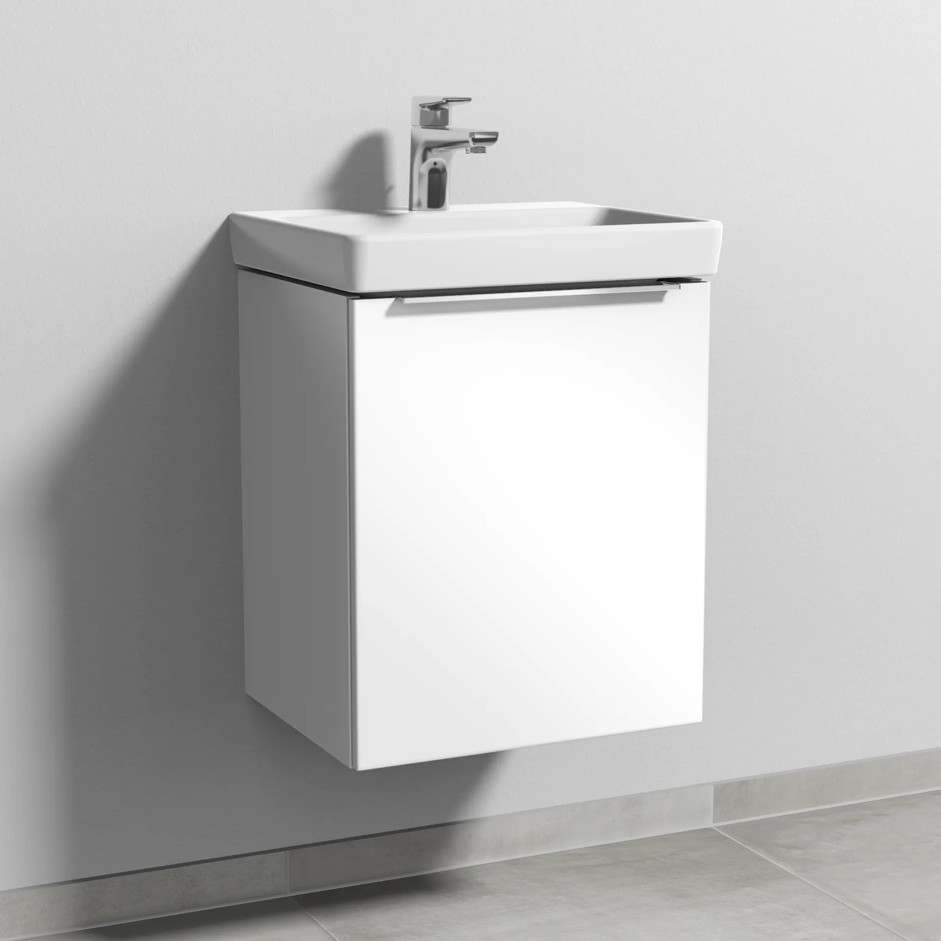 Sanipa Waschtischunterschrank „3way“ passend zu Keramik-Waschtische Avento von Villeroy & Boch 430 × 510 × 352 mm in Weiß (glanz), Anschlag rechts