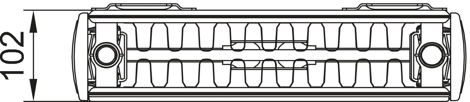 Flachheizkörper Verteo Line Typ 22, HxLxT: 1200x300x102 mm, Farbe: Weiß RAL 9016 seidenglanz, 10 bar, Abdeckung: mit, Wärmeleistung 75/65-20: 777 Watt, Winkelkonsole kurz
