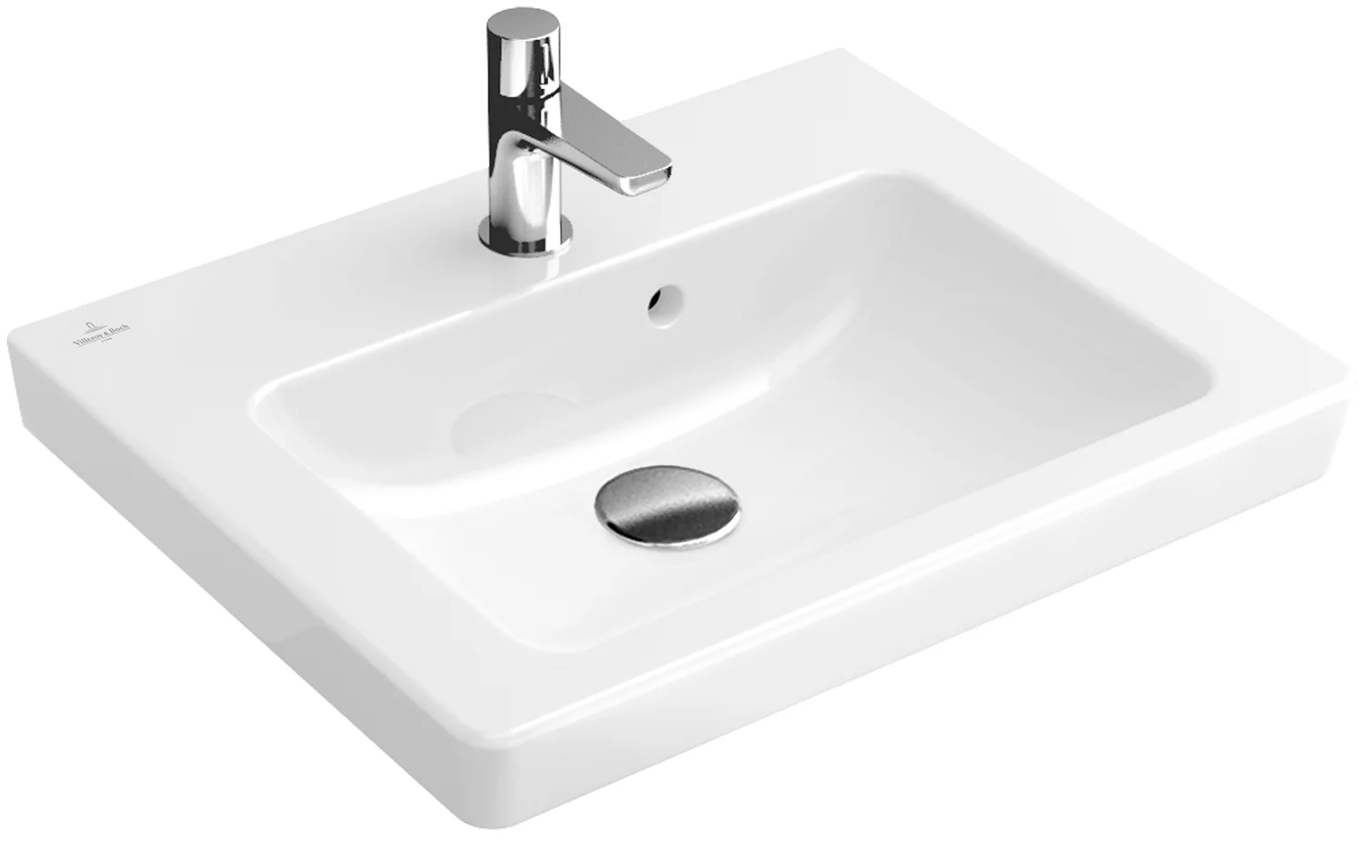Villeroy & Boch Subway 2.0 Waschbecken, 600x470x155mm, weiß Alpin, Rechteck, glänzend, mit Überlauf