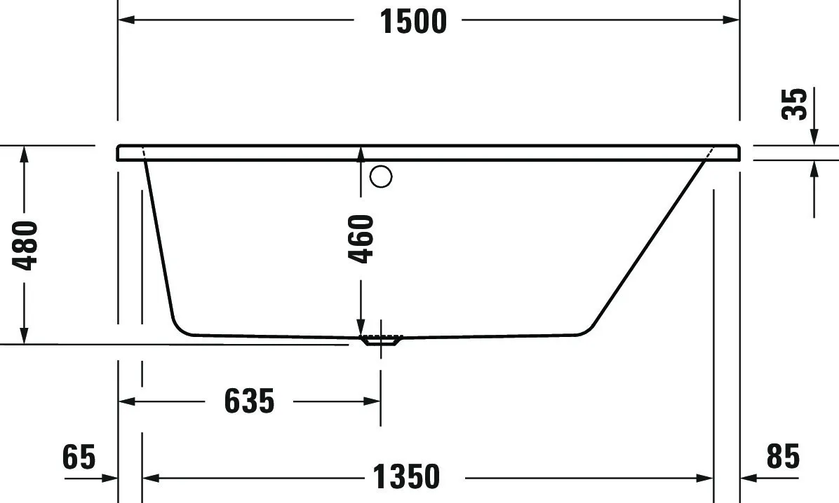 Duravit Badewanne „No.1“ trapez 1500 × 800 mm, rechts in Weiß Duravit Badewanne „No.1“ trapez 1500 × 800 mm, rechts in Weiß