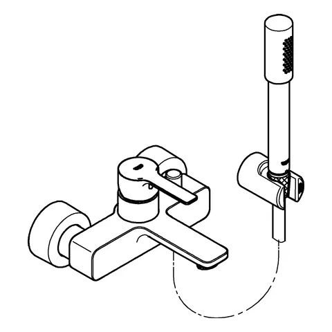 Grohe Lineare Einhand-Wannenbatterie, Wandmontage, mit Brausegarnitur, chrom Grohe Lineare Einhand-Wannenbatterie, Wandmontage, mit Brausegarnitur, chrom
