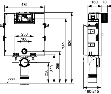 TECEbox WC-Modul mit Uni-Spülkasten und Fliesenträger-Front, Bauhöhe 820 mm