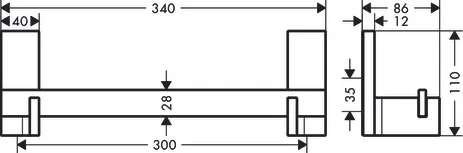 Hansgrohe AXOR Universal Rectangular Haltestange, Chrom Hansgrohe AXOR Universal Rectangular Haltestange, Chrom