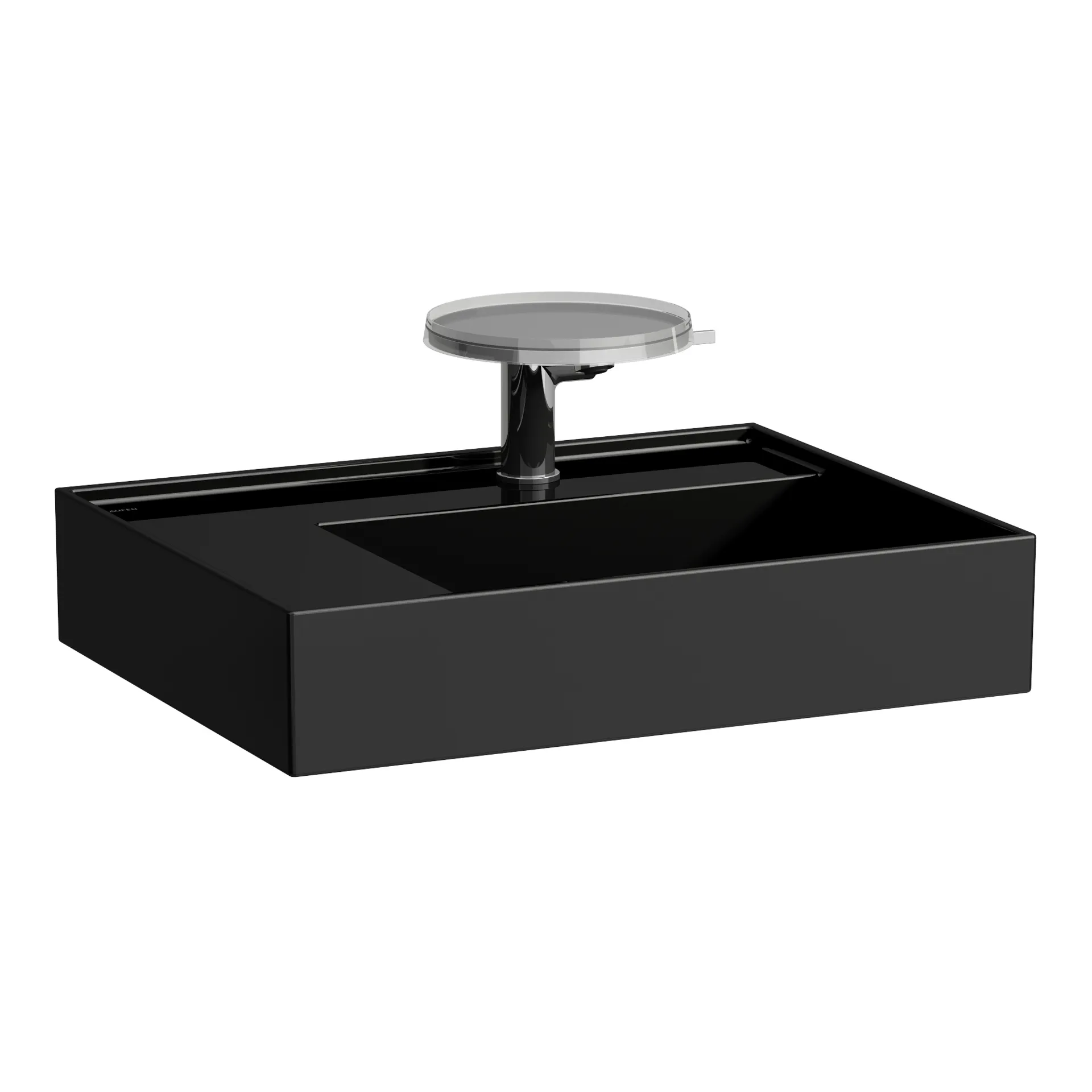 Waschtisch Kartell • 460x600x150 1 Hahnloch ohne Überlauf versteckter Ablauf Ablage links weiß