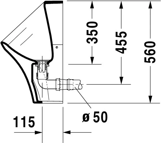 Urinal DuraStyle Dry, wasserlos Abgang waagerecht, GV, ohne Fliege, weiß