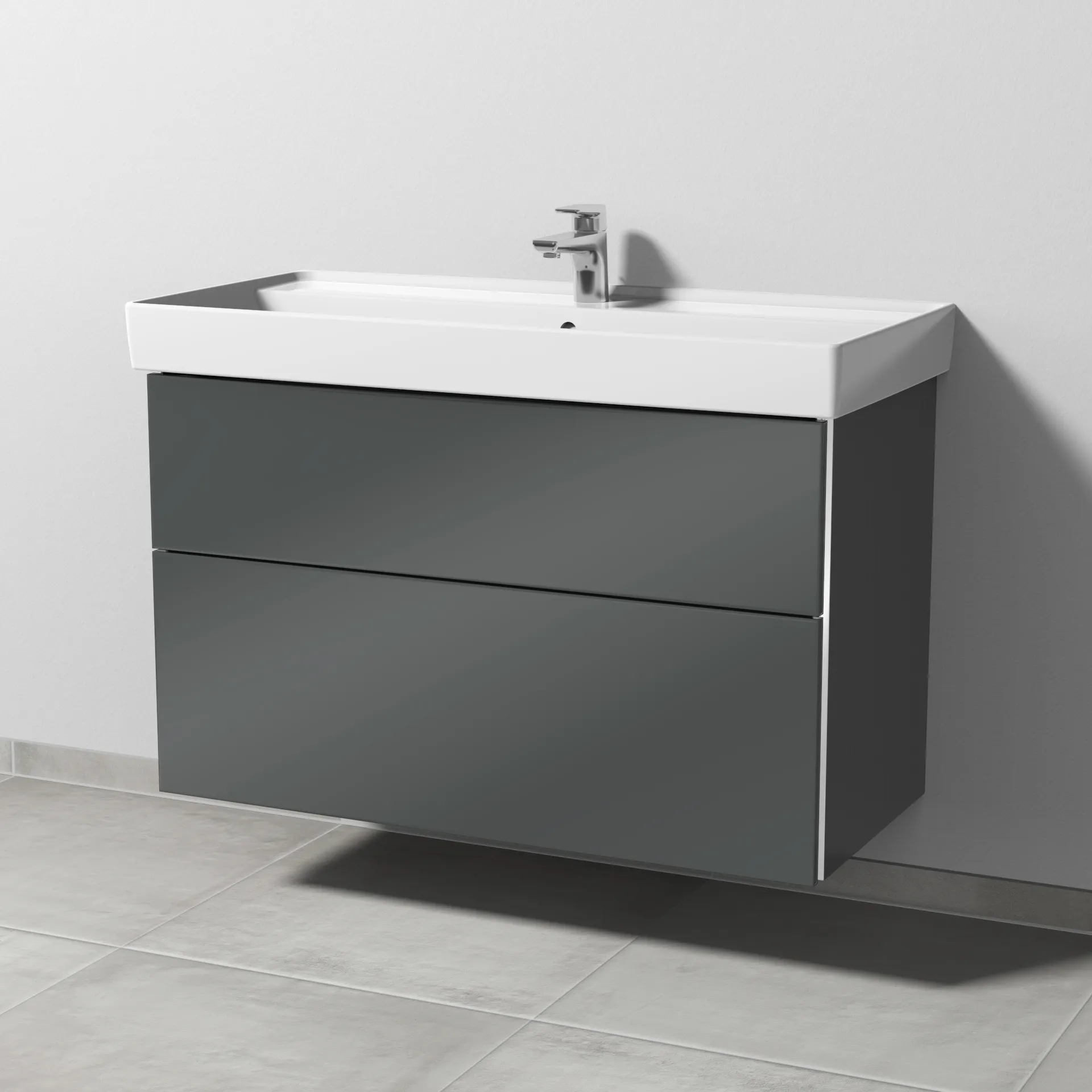 Sanipa Waschtischunterschrank „3way“ passend zu Keramik-Waschtische Collaro von Villeroy & Boch 950 × 588 × 447 mm in Anthrazit (glanz)