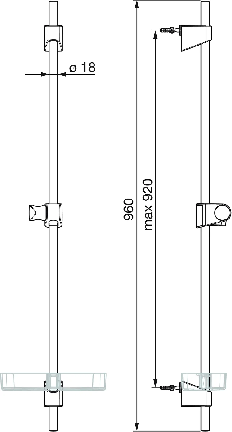 HansaBASICJET Duschstange Wandmontage Chrom