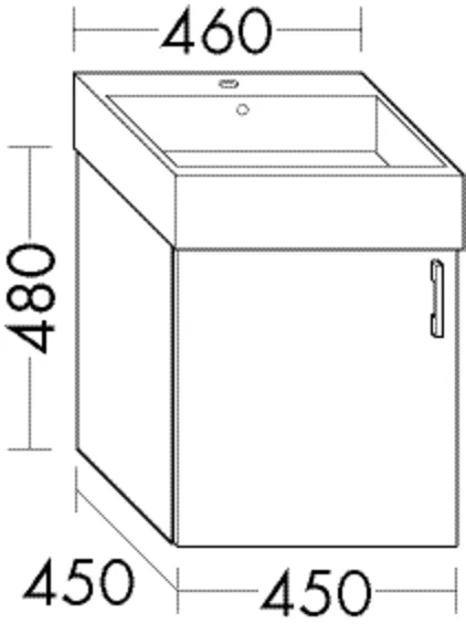 Waschtischunterschrank Sys30 von burgbad – 450 x 450 x 480 mm, 1 Tür, PG1