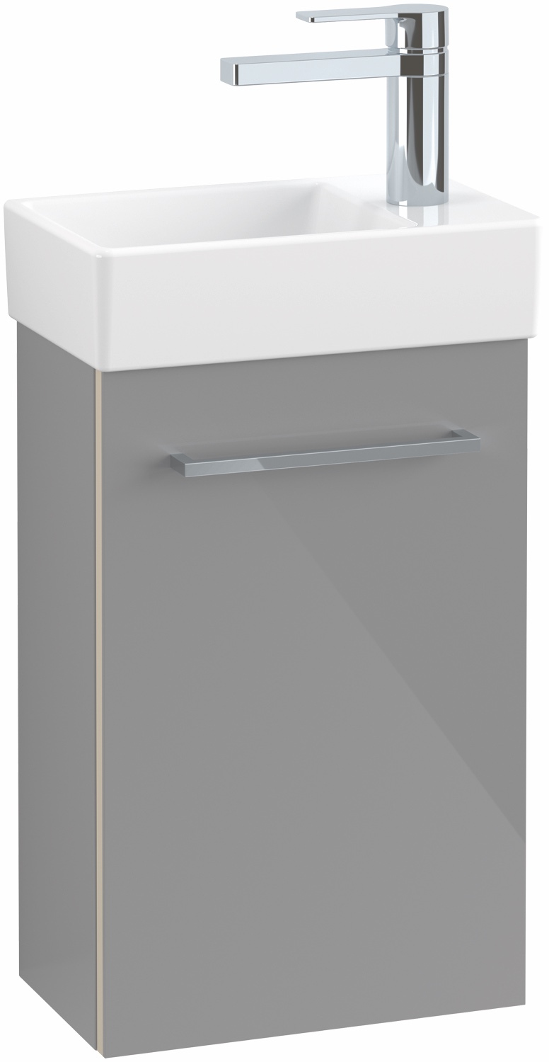 Villeroy & Boch Waschtischunterschrank mit Tür „Avento“ für Schrankwaschtisch 34 × 51,4 × 20,2 × 20,2 cm in Crystal Grey, Anschlag rechts, Soft Closing, 1 Tür