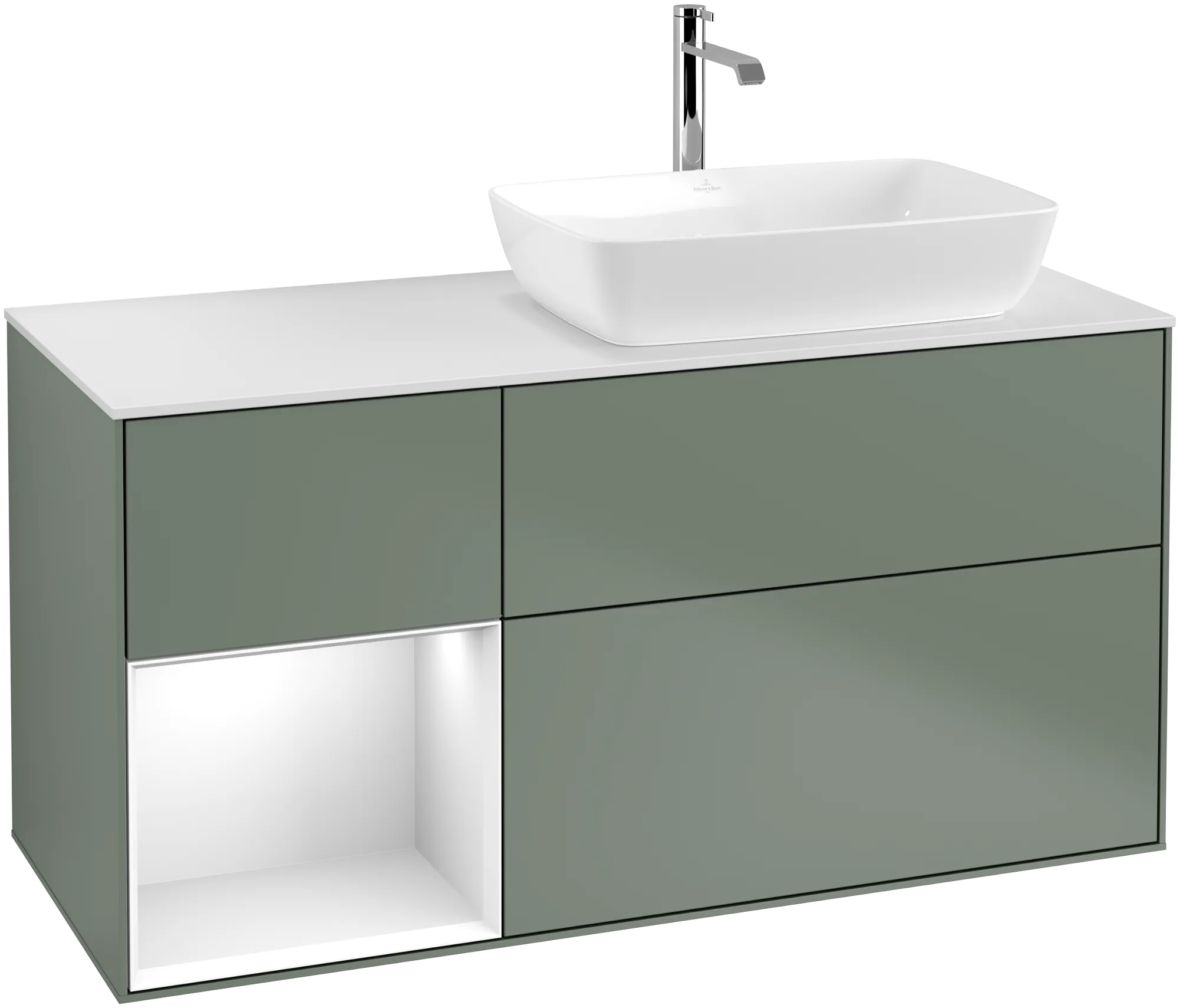 Villeroy & Boch Finion Waschbeckenunterschrank G80 1200x603x501mm Olive Matt/Glossy White