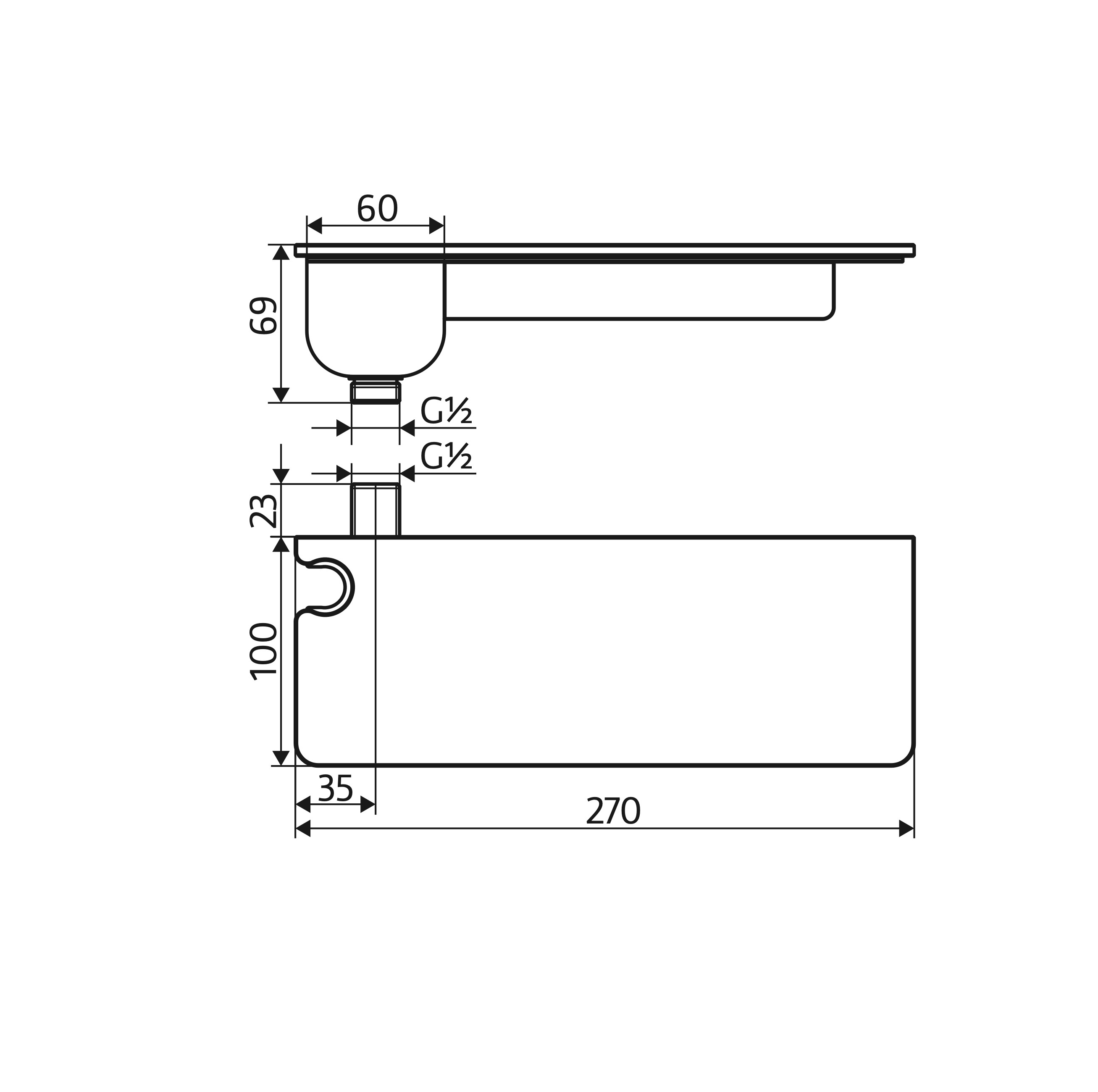 HSK Wandanschlussbogen mit Echtglasablage in chrom HSK Wandanschlussbogen mit Echtglasablage in chrom
