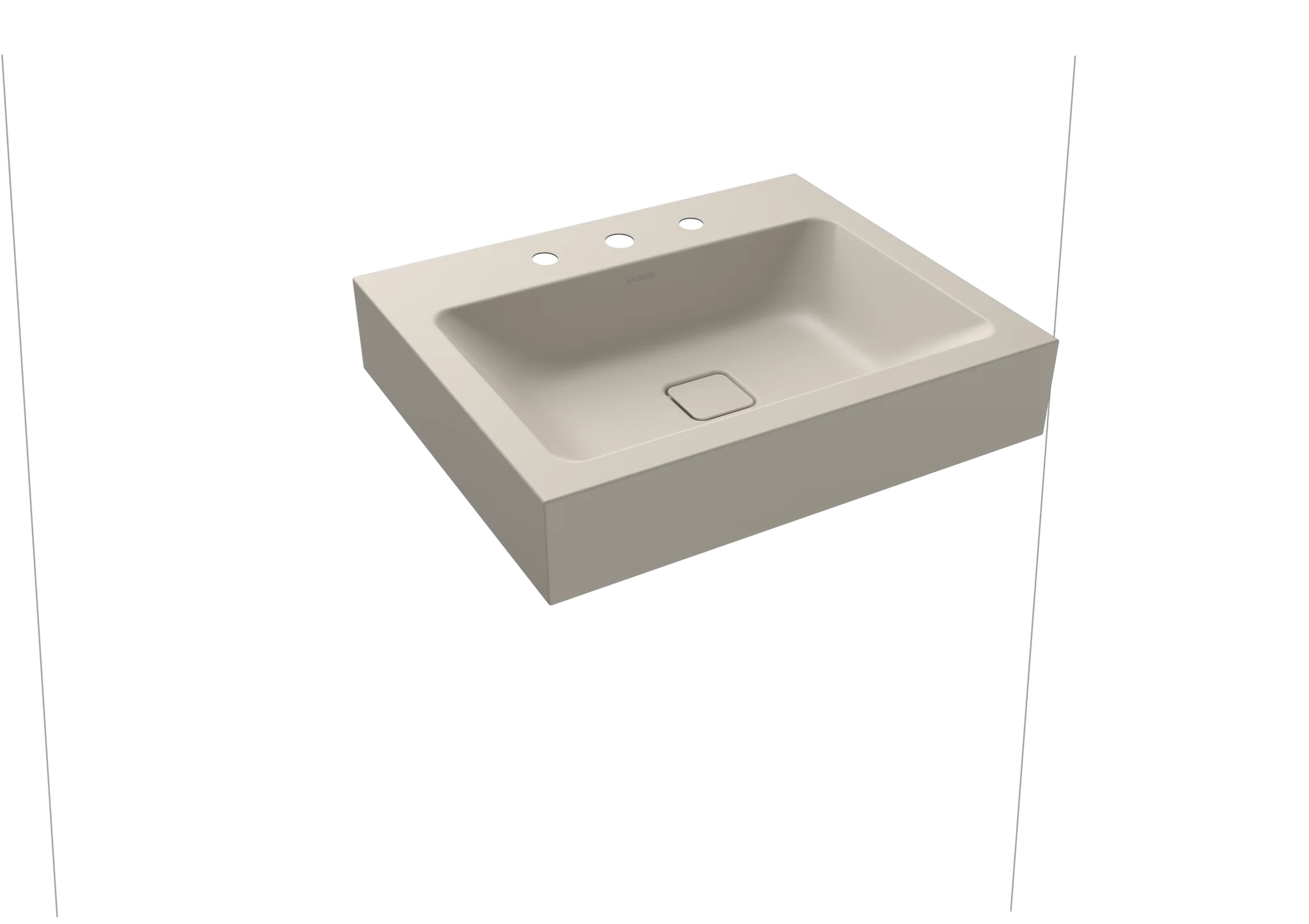 Kaldewei CONO Wandwaschtisch, 600x500 mm, warm grey, 120 mm Randhöhe, ohne Überlauf, 3er Hahnlochbohrung