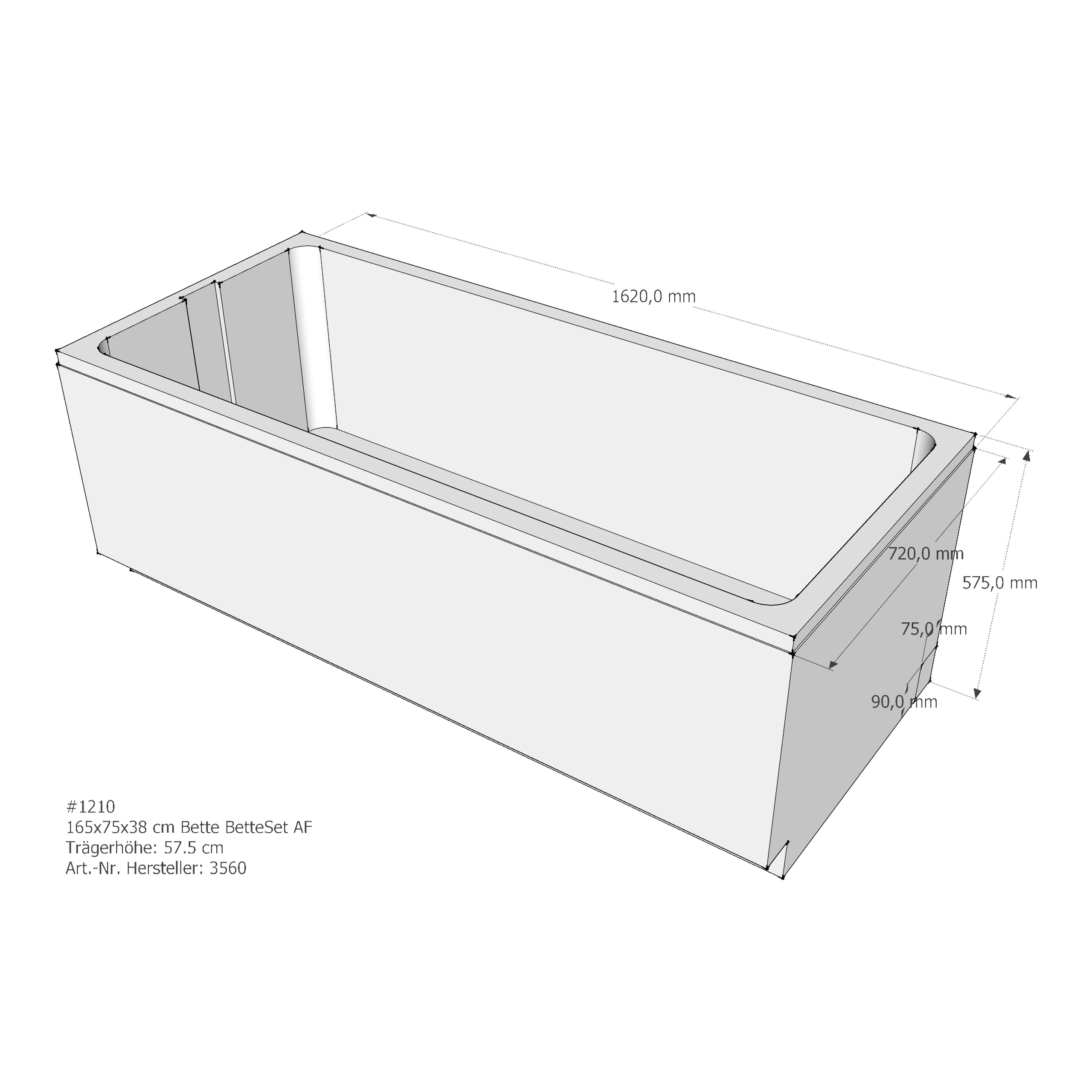 Badewannenträger für Bette Set 165 × 75 × 38 cm Breite: 75 cm / Länge: 165 cm Badewannenträger für Bette Set 165 × 75 × 38 cm Breite: 75 cm / Länge: 165 cm