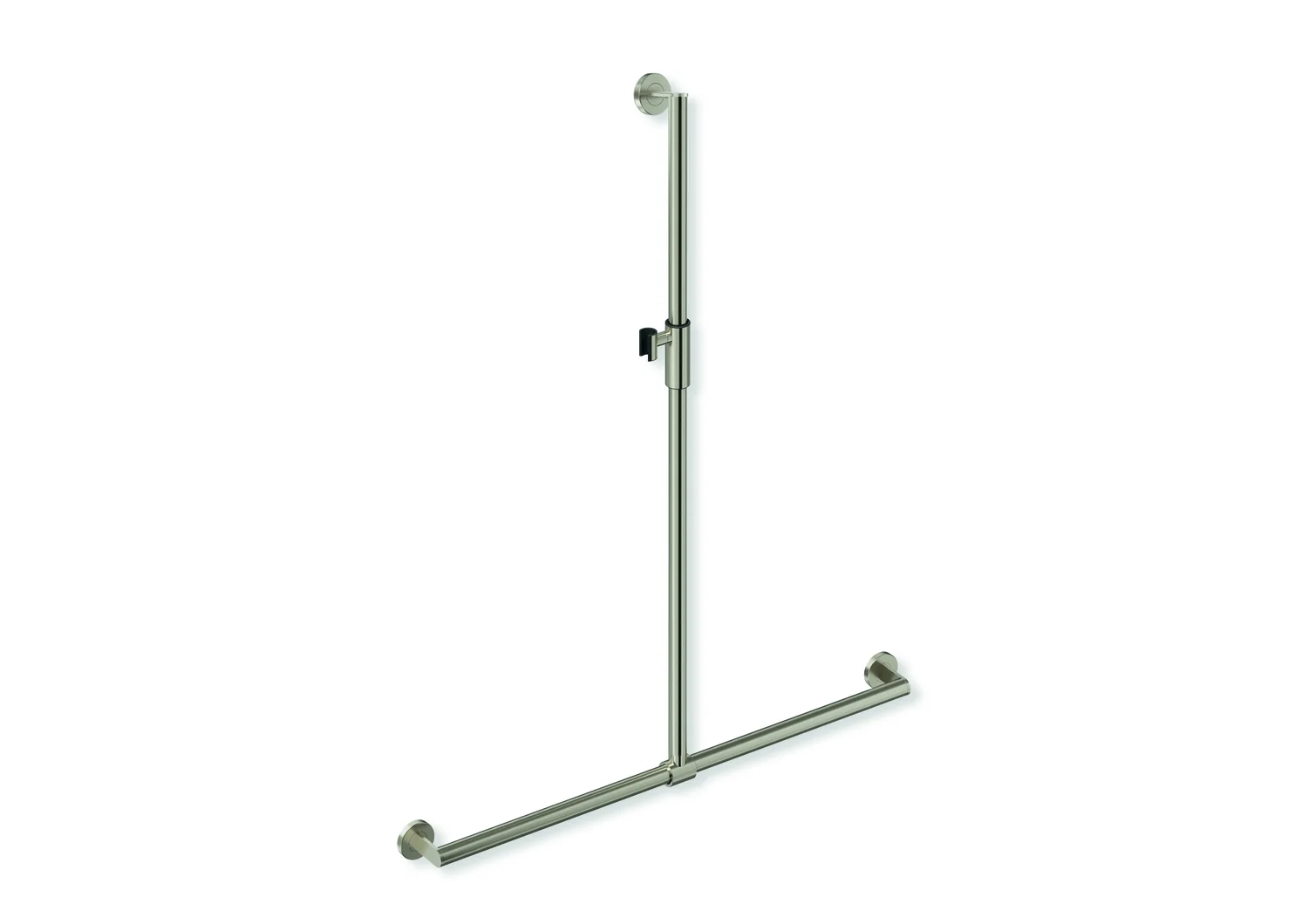 HEWI Duschhandlauf System 900 PG93, Edelstahl PVD, mit verschiebbarer Brausehalterstange, WR (Nickel gebürstet)