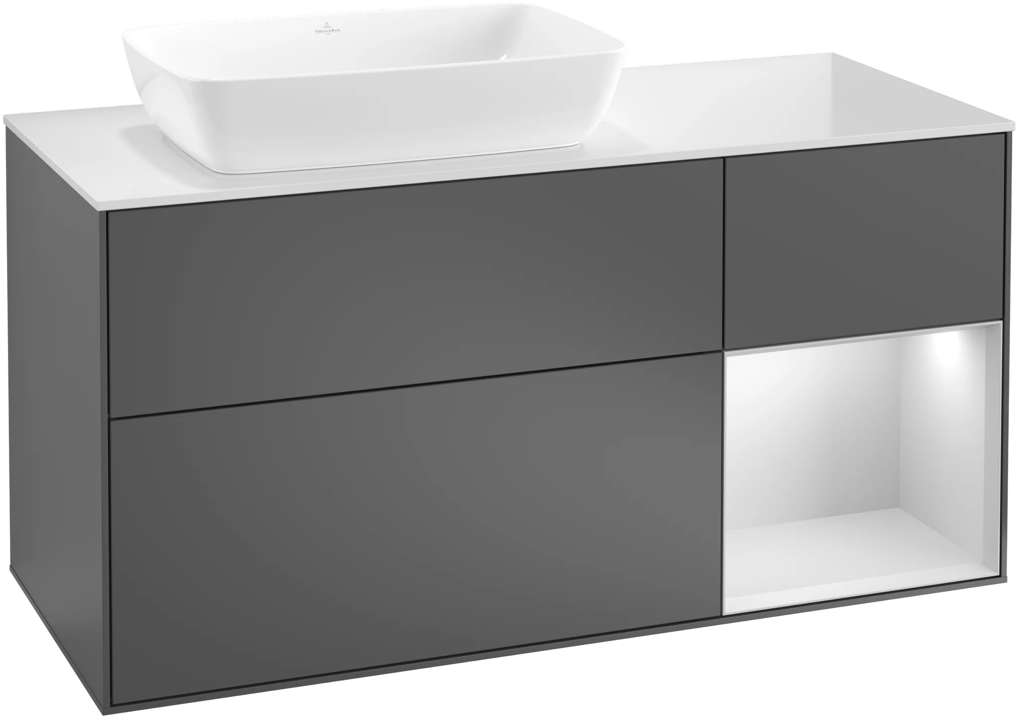 Villeroy & Boch Waschbeckenunterschrank Finion F81, 1200x603x501mm, mit Beleuchtung, links