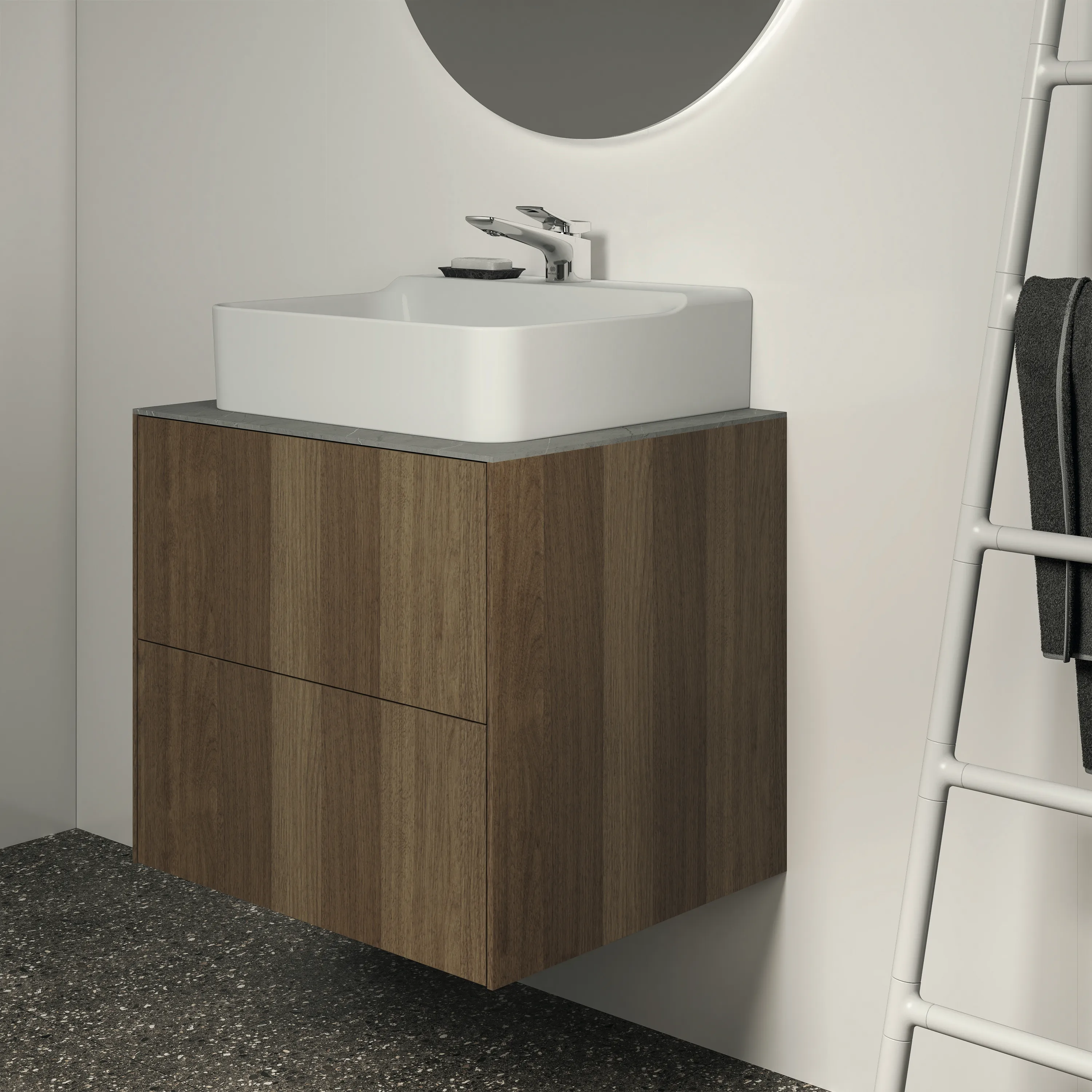 Ideal Standard Waschtischunterschrank „Conca“ 60 × 54 × 50,5 cm Walnuss dunkel Furnier Ideal Standard Waschtischunterschrank „Conca“ 60 × 54 × 50,5 cm Walnuss dunkel Furnier