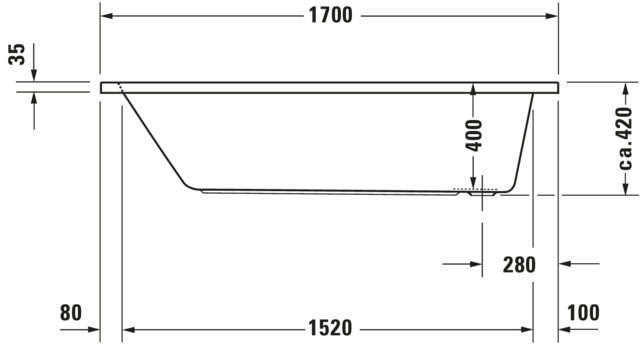 Duravit Badewanne „D-Code“ rechteck 170 × 75 cm, Fußablauf 