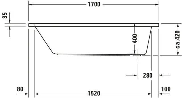 Duravit Badewanne „D-Code“ rechteck 170 × 75 cm, Fußablauf