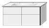 Sanipa Keramik-Waschtisch-Set mit Waschtischunterschrank „3way“ 117 × 46 × 58,2 cm in Linde-Hell, mittig