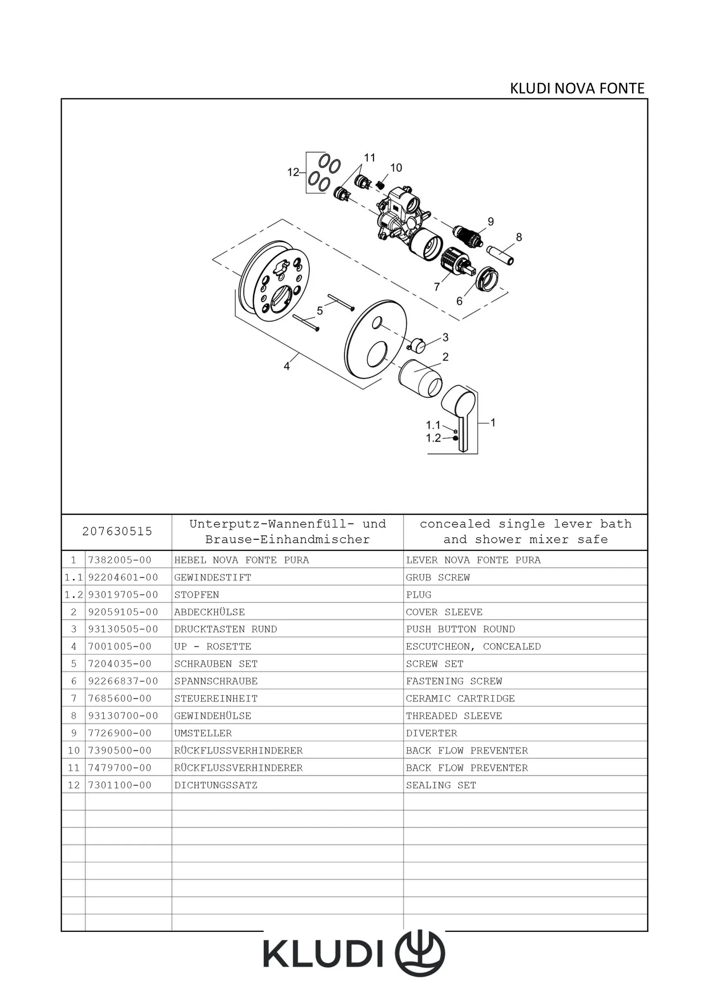 Kludi NOVA FONTE Unterputz-Wannenfüll- und Brause-Einhandmischer, chrom, für Kludi SLIM.BOXX Art. Nr. 88022, PUSH&SWITCH Druckumsteller, eigensicher gegen Rückfließen Kludi NOVA FONTE Unterputz-Wannenfüll- und Brause-Einhandmischer, chrom, für Kludi SLIM.BOXX Art. Nr. 88022, PUSH&SWITCH Druckumsteller, eigensicher gegen Rückfließen