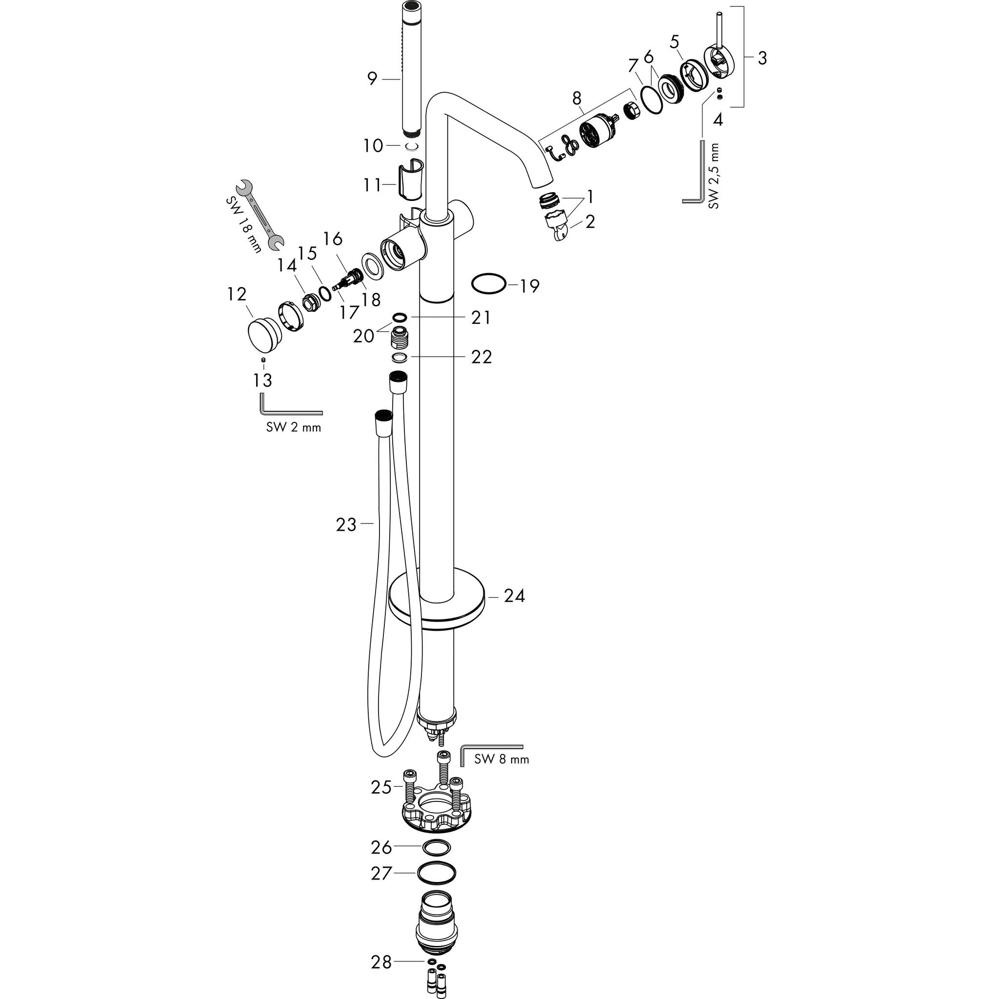 Hansgrohe Tecturis S Einhebel-Wannenmischer bodenstehend, Mattschwarz Hansgrohe Tecturis S Einhebel-Wannenmischer bodenstehend, Mattschwarz
