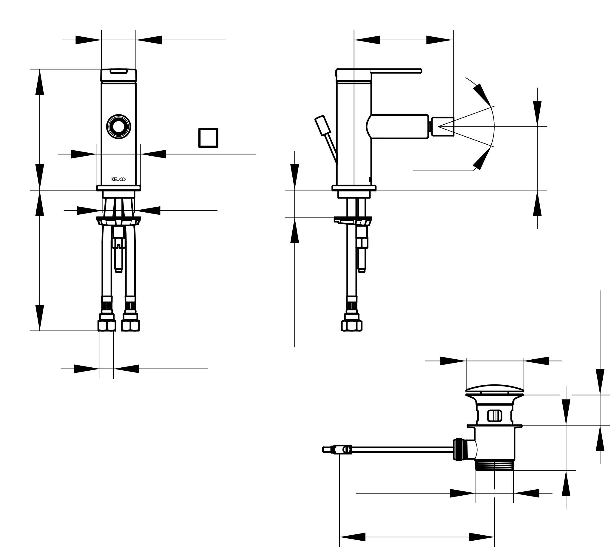 IXMO 59509373000 Einhebel-Bidetmischer mit Zugstangen-Ablaufgarnitur IXMO Flat, Rosette rund/eckig schwarz