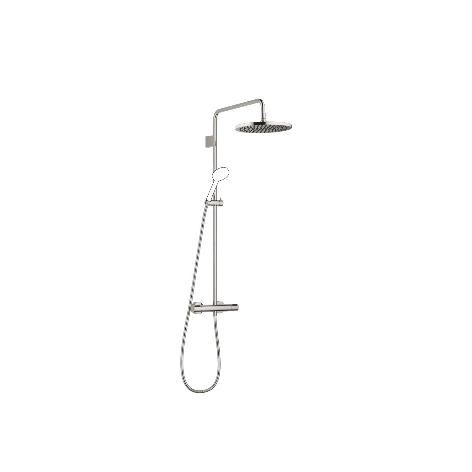 Dornbracht Showerpipe mit Brause-Thermostat, SERIENSPEZIFISCH Platin, 300 mm, Höhe bis Regenbrause 982 mm, Ausladung Standbrause 454 mm