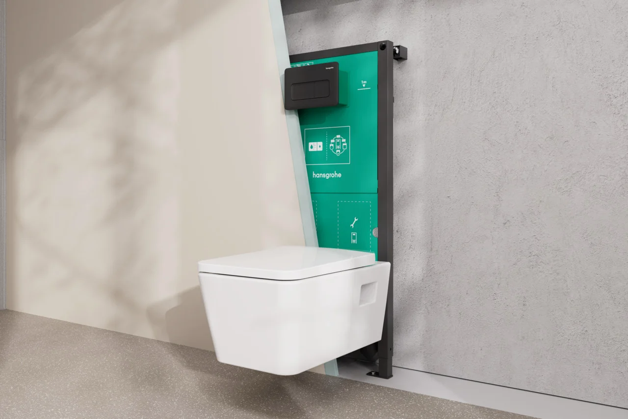 Hansgrohe EluPura Original Q Wand-WC, spülrandlos, glänzend, 540 mm Höhe, horizontaler Abgang, AquaChannel Flush