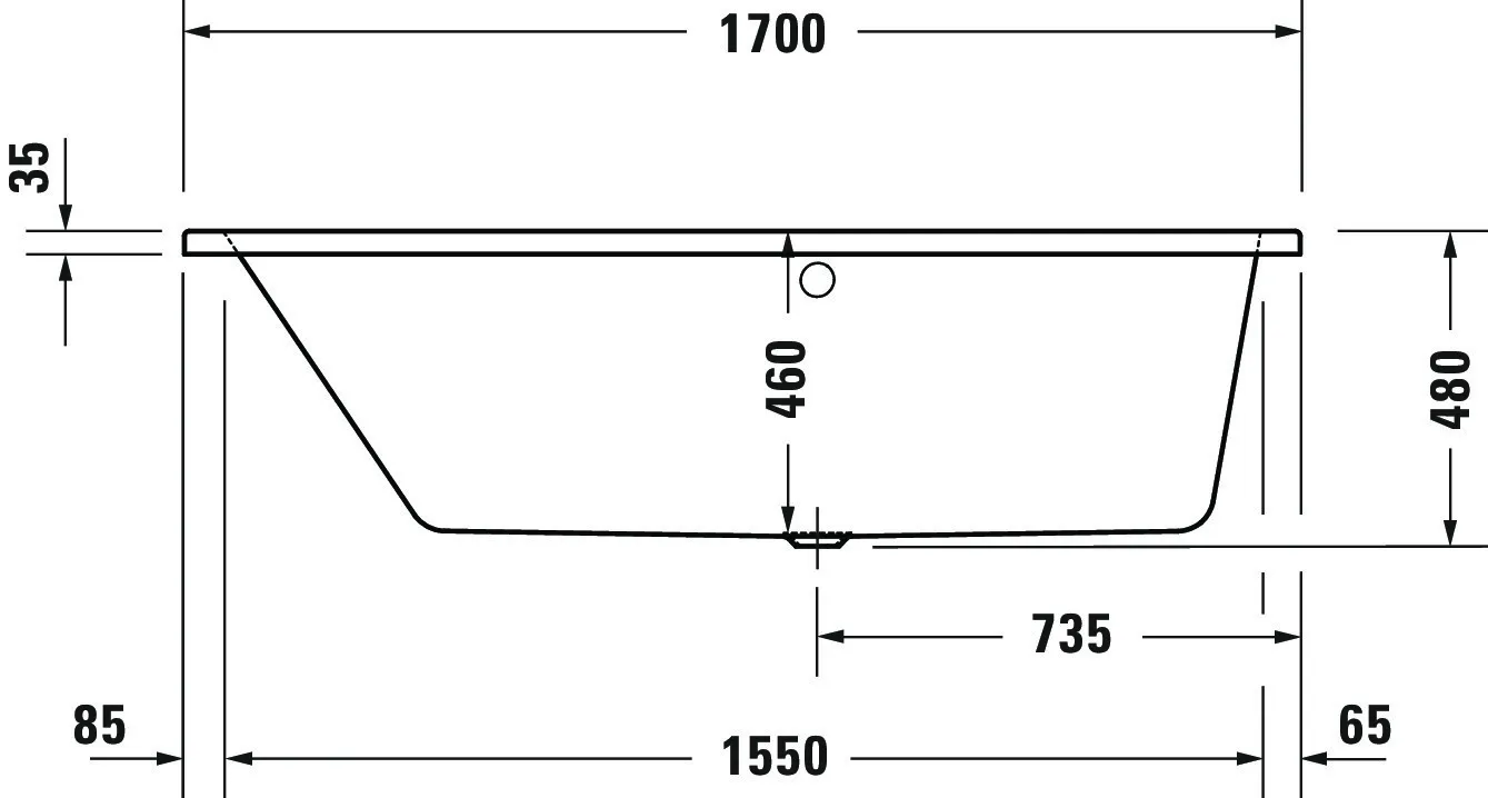 Duravit Badewanne „No.1“ trapez 170 × 100 cm, links