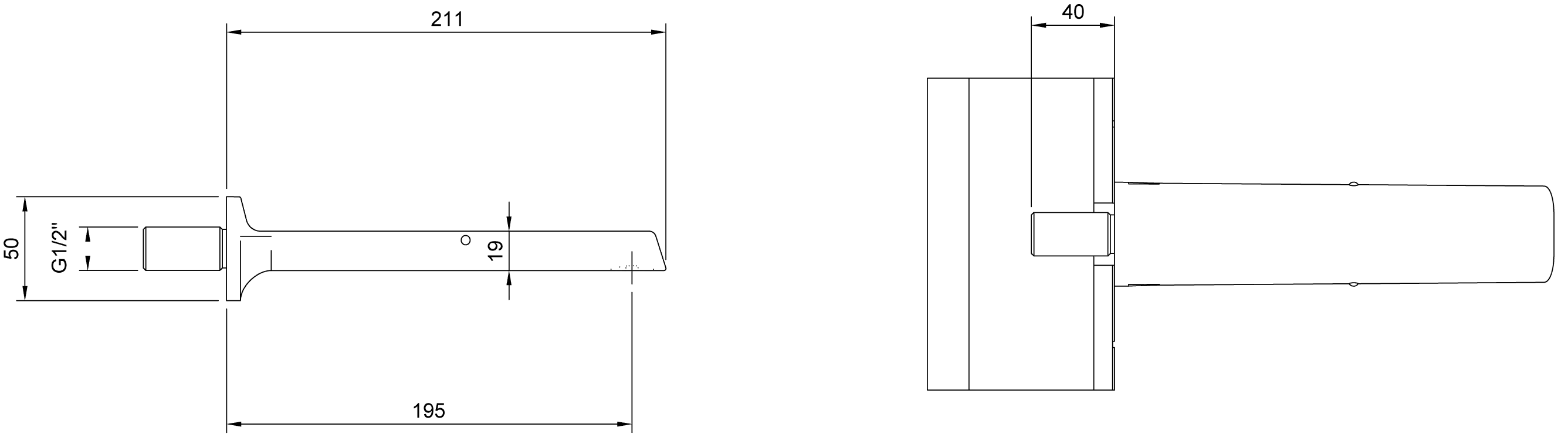 Villeroy & Boch Badewannenauslauf Liberty, Chrom, 50x211x50 mm, Wandmontage Villeroy & Boch Badewannenauslauf Liberty, Chrom, 50x211x50 mm, Wandmontage