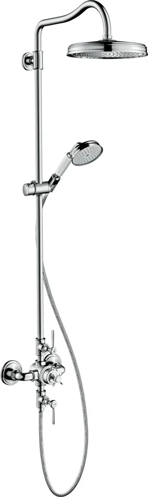 Hansgrohe AXOR Montreux Showerpipe mit Thermostat und Hebelgriff, Chrom, Brausekopfgröße 240 mm, Brausearmlänge 450 mm