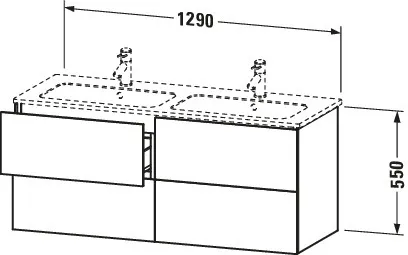 Duravit Waschtischunterschrank wandhängend „L-Cube“ 129 × 55 × 48,1 cm