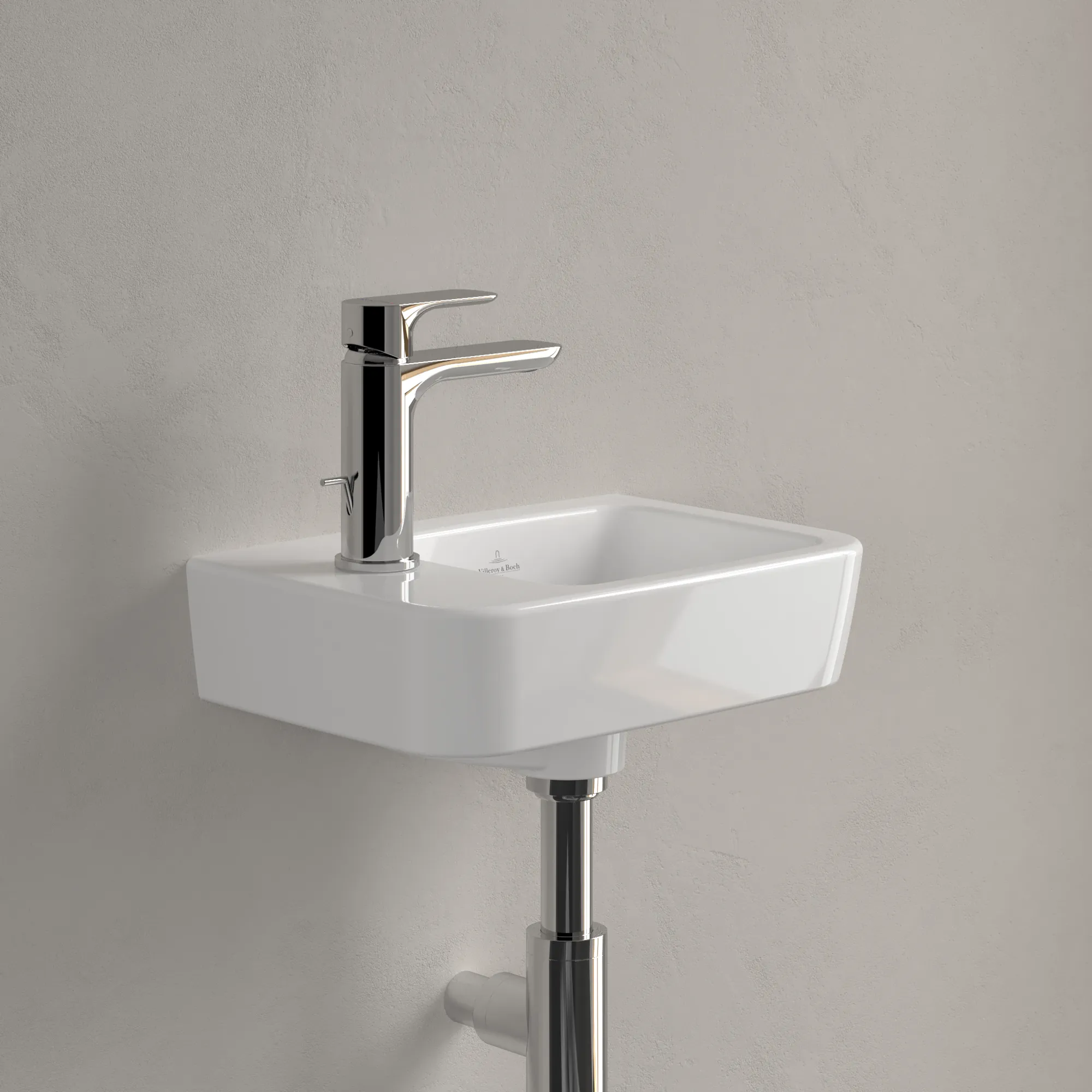 Villeroy & Boch Handwaschbecken „O.novo“ Compact 360 × 250 × 145 mm, Hahnlochposition links, für Becken rechts, mit Hahnlochbohrung in Weiß Alpin Villeroy & Boch Handwaschbecken „O.novo“ Compact 360 × 250 × 145 mm, Hahnlochposition links, für Becken rechts, mit Hahnlochbohrung in Weiß Alpin