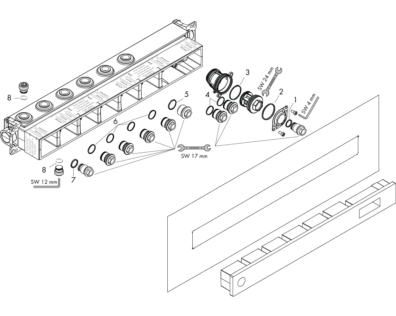 Grundset Axor Thermostatmodul Select 4 Verbraucher