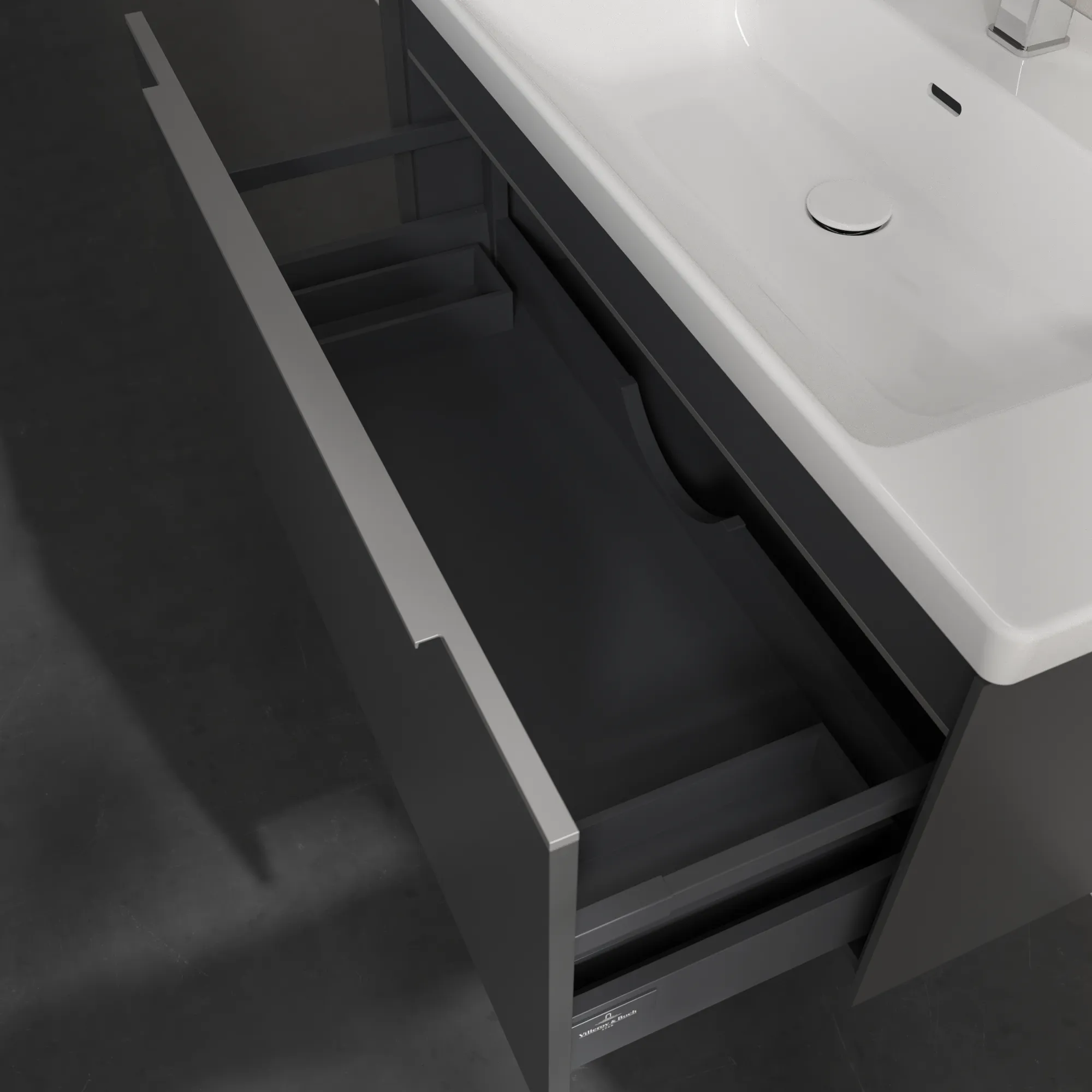 Villeroy & Boch Waschtischunterschrank „Subway 3.0“ für Schrankwaschtisch 973 × 429 × 478 mm Graphite, für Becken mittig
