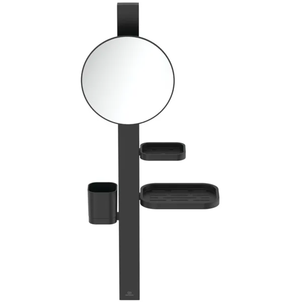 Ideal Standard Beauty Bar Accessoires-Kombination Alu+ S700 mit Spiegel Durchmesser 200mm Silk Black