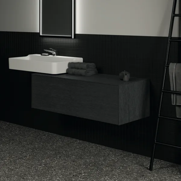 Ideal Standard Waschtischunterschrank „Conca“ 120,2 × 37 × 50,5 cm Eiche geflammt Furnier Ideal Standard Waschtischunterschrank „Conca“ 120,2 × 37 × 50,5 cm Eiche geflammt Furnier