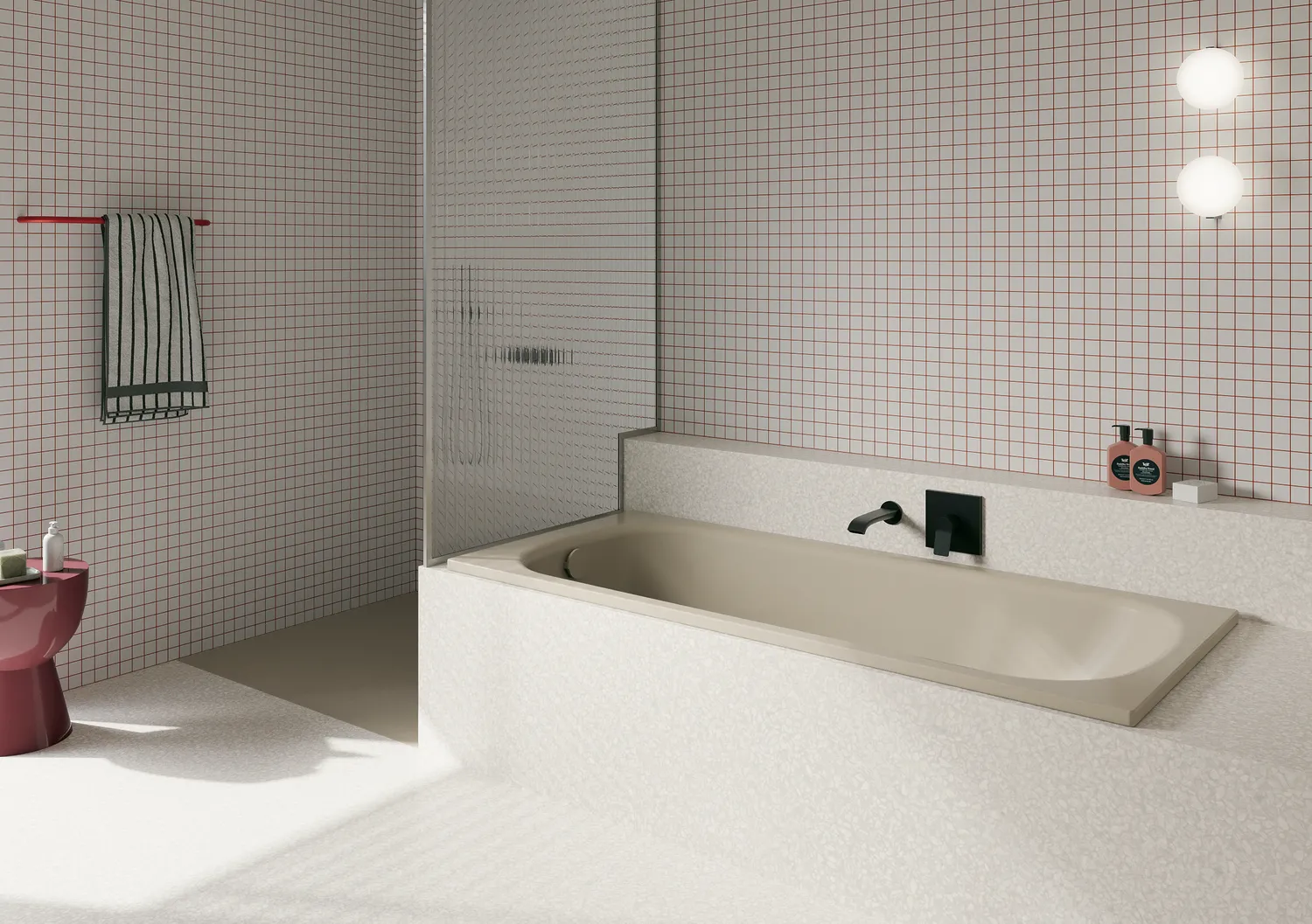 Bette BetteForm Badewanne Rechteck Sand 1400x700 mm Unterbau Einbau 1-Sitzer Bade-Duschkombination glasierter Titan-Stahl