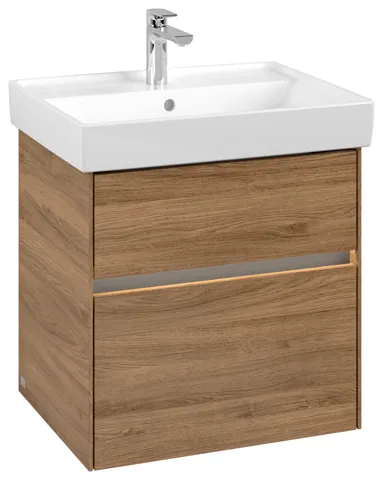 Villeroy & Boch Waschtischunterschrank „Collaro“ 554 × 546 × 444 mm Kansas Oak, für Becken mittig, mit Beleuchtung, Soft Closing