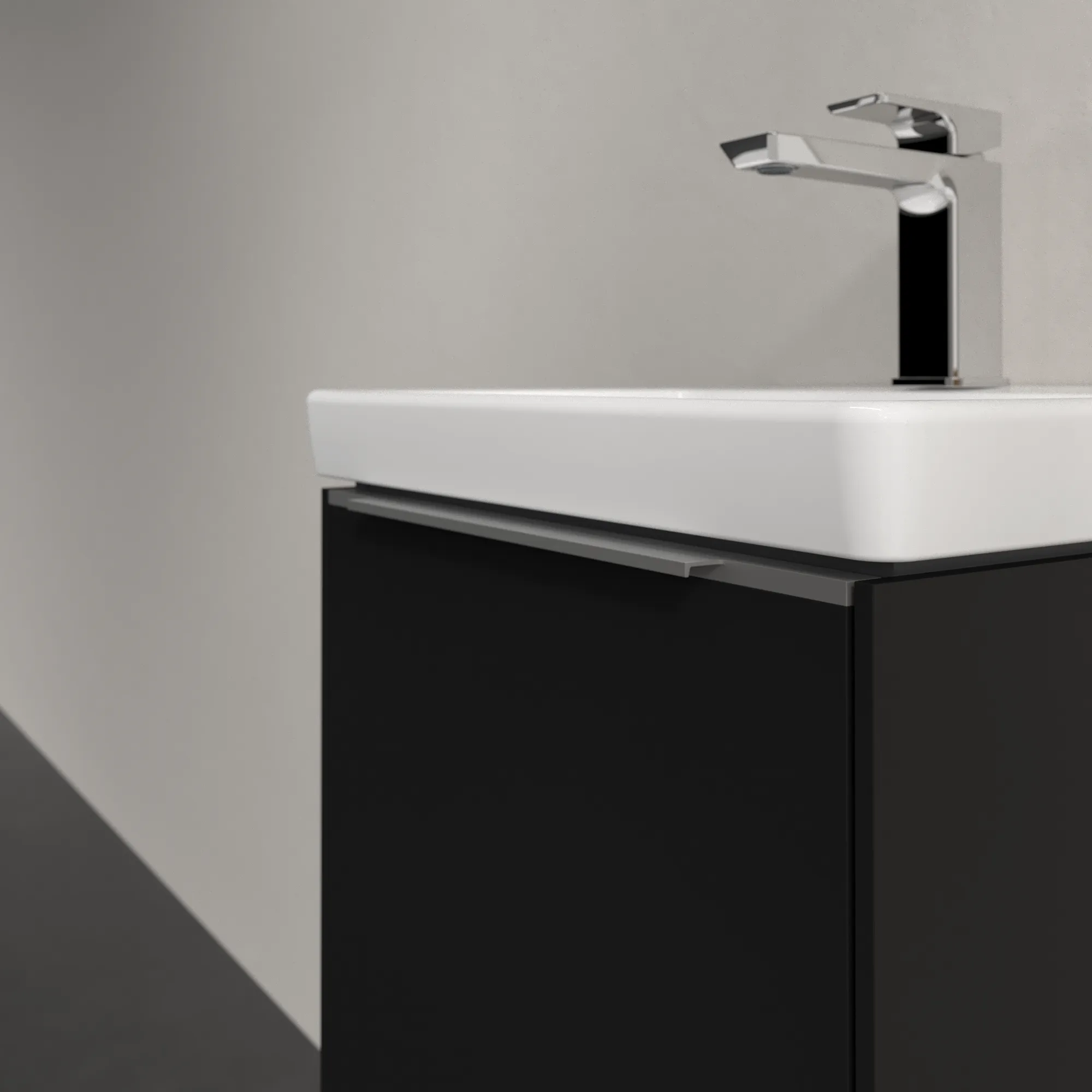 Villeroy & Boch Waschtischunterschrank mit Tür „Subway 3.0“ für Schrankwaschtisch 423 × 429 × 378 mm Volcano Black, 1 Tür, für Becken mittig, Anschlag rechts Villeroy & Boch Waschtischunterschrank mit Tür „Subway 3.0“ für Schrankwaschtisch 423 × 429 × 378 mm Volcano Black, 1 Tür, für Becken mittig, Anschlag rechts
