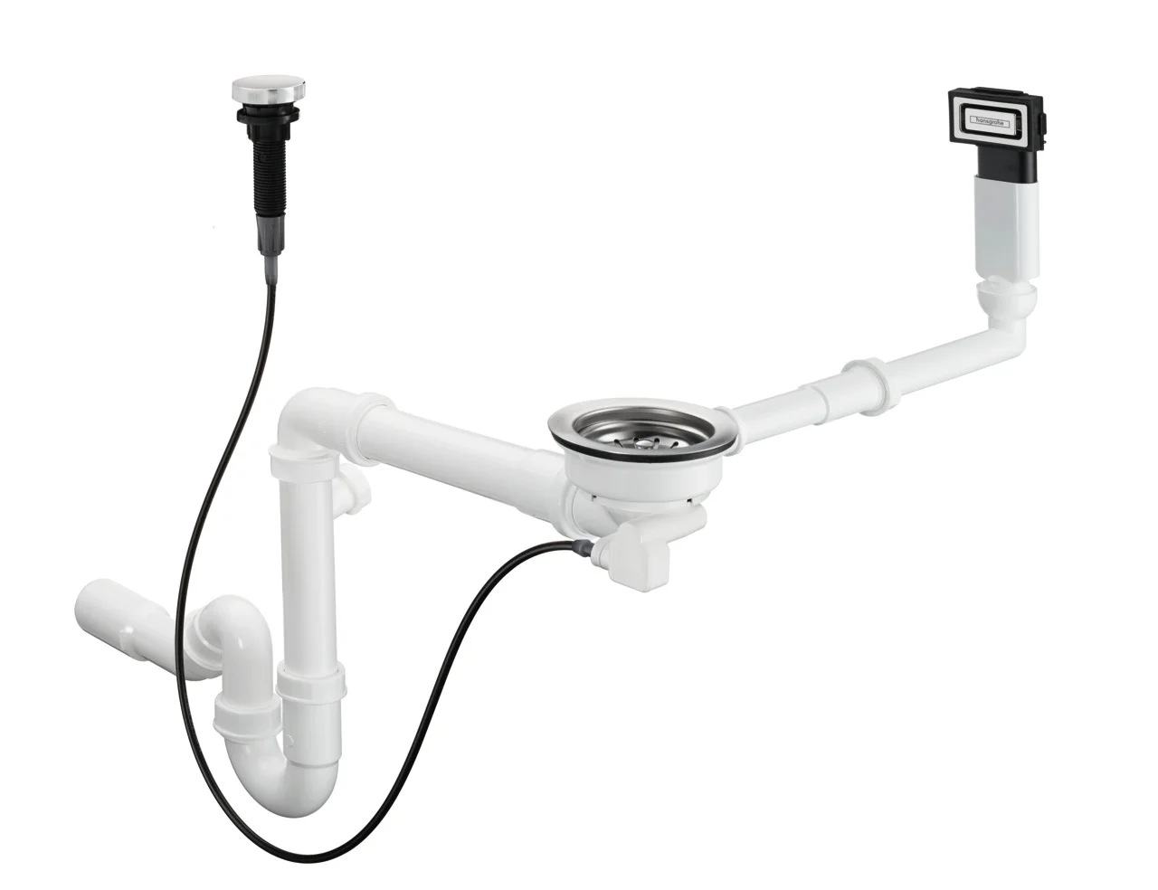 Hansgrohe automatische Ab- und Überlaufgarnitur D16-11 Chrom, Durchmesser 40/50 mm, 1 1/2" mit Raumsparablaufbogen und Röhrengeruchverschluss Hansgrohe automatische Ab- und Überlaufgarnitur D16-11 Chrom, Durchmesser 40/50 mm, 1 1/2" mit Raumsparablaufbogen und Röhrengeruchverschluss