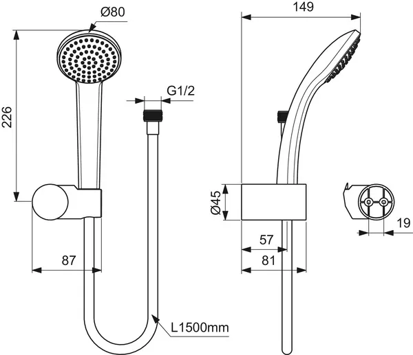 Ideal Standard IdealRain 1-Funktionshandbrause Ø 80mm Chrom Ideal Standard IdealRain 1-Funktionshandbrause Ø 80mm Chrom