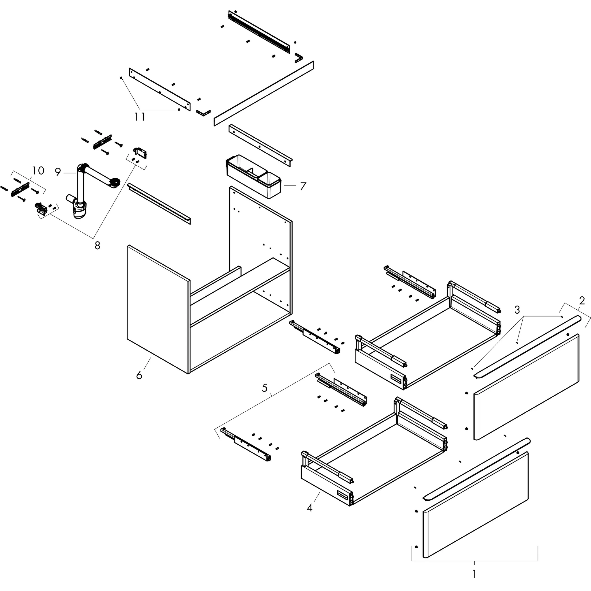 Hansgrohe Xelu Q Waschtischunterschrank Nussbaum Dunkel 980⁄475 chrom