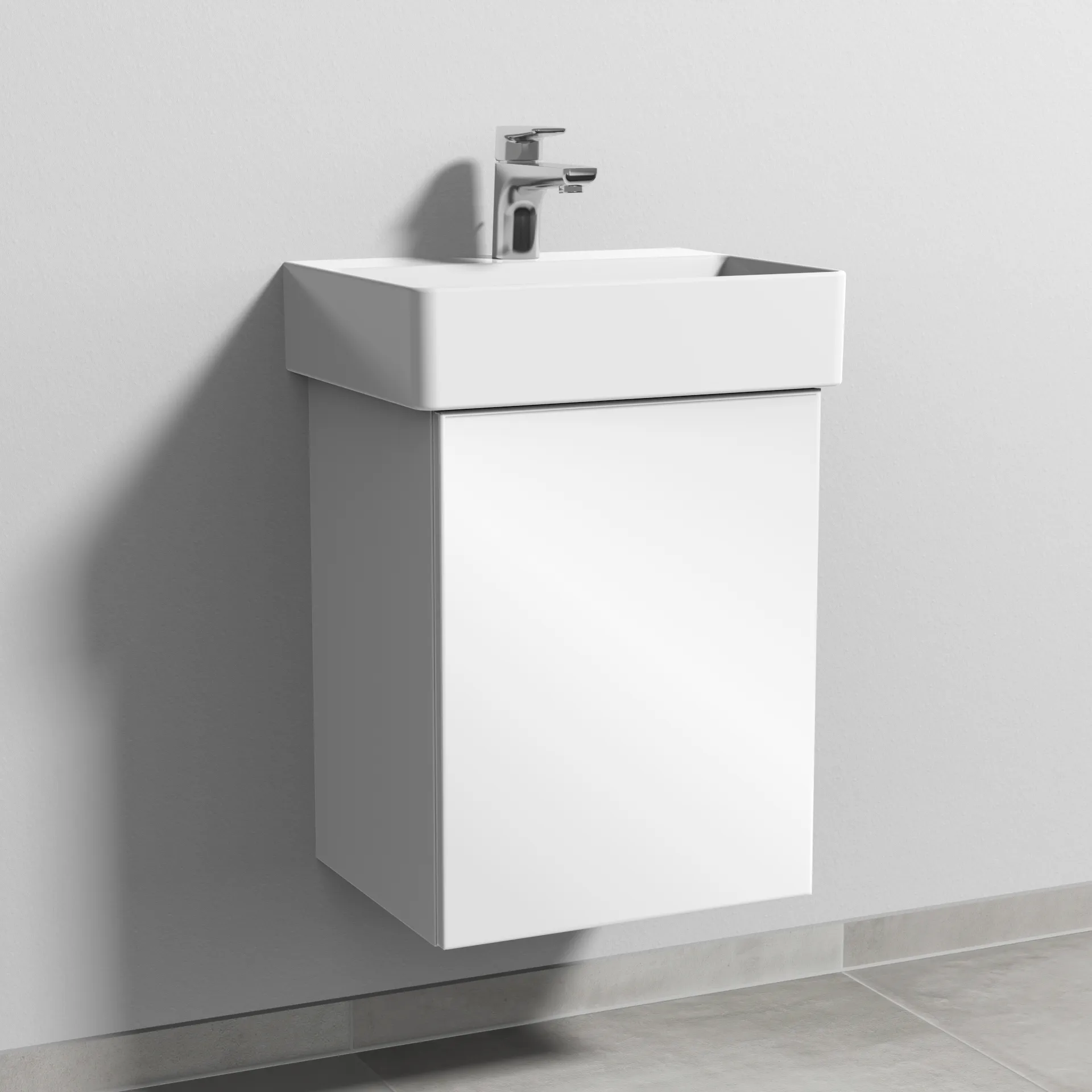Sanipa Waschtischunterschrank „3way“ passend zu Keramik-Waschtische Dura Square von Duravit 400 × 517 × 337 mm in Weiß (glanz), Anschlag rechts