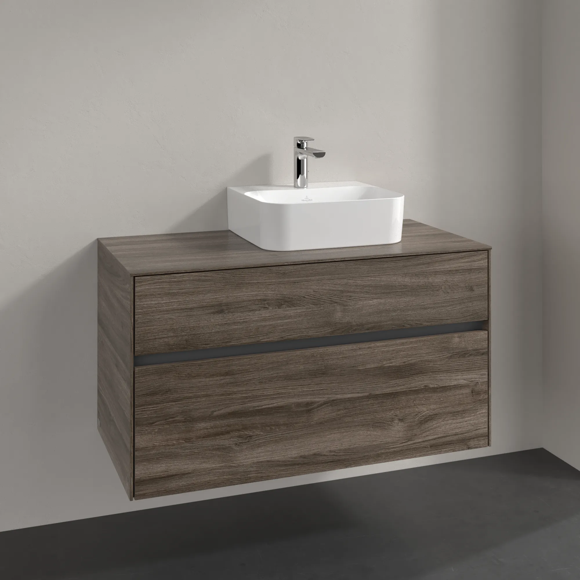 Villeroy & Boch Waschtischunterschrank „Collaro“ 1000 × 548 × 500 mm Stone Oak, ohne Beleuchtung, für Becken rechts