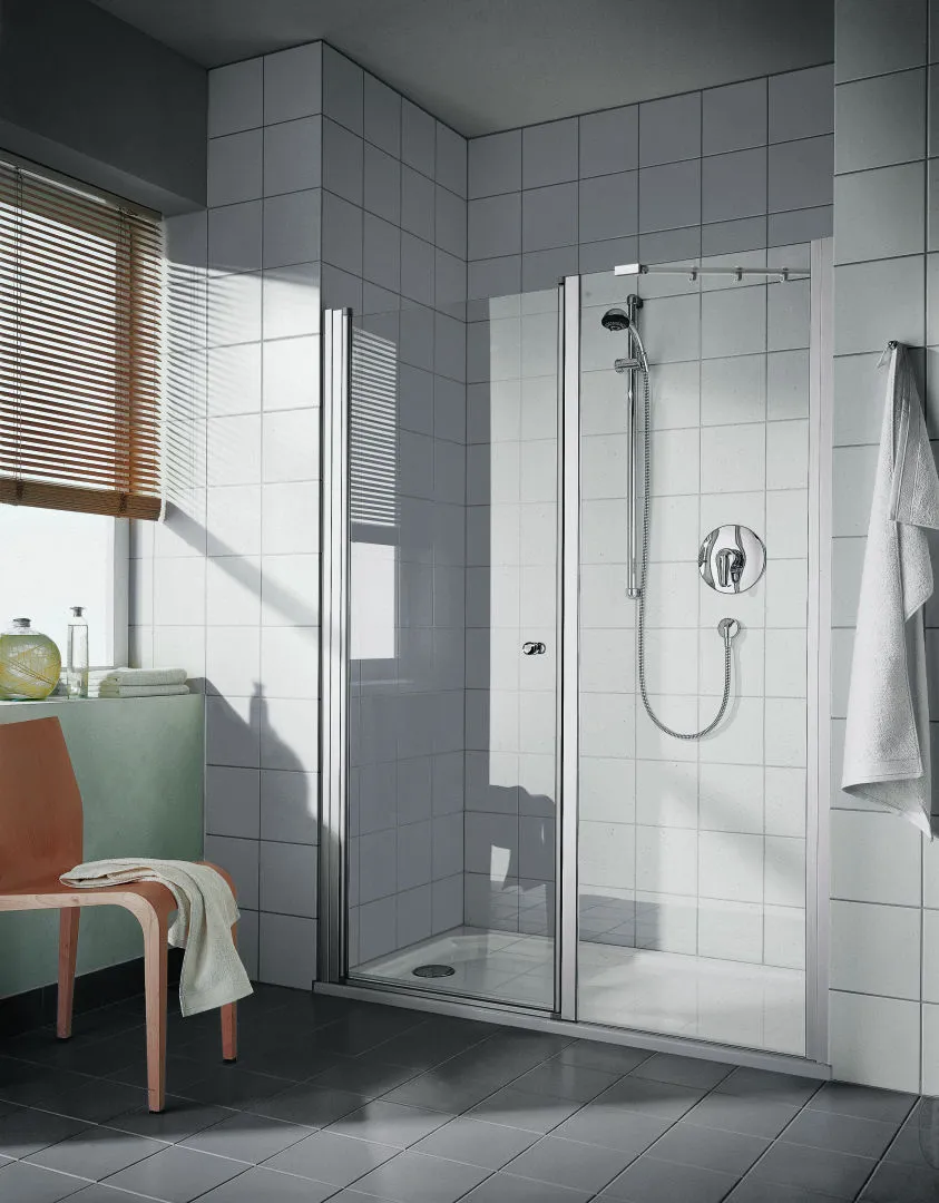 Kermi Duschdesign IBIZA 2000 Schwingtür und Festfeld, Silber Mattglanz