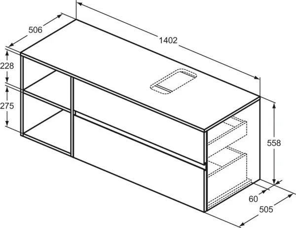 Ideal Standard Waschtischunterschrank „Finesse“ 140,2 × 55,8 × 50,5 cm