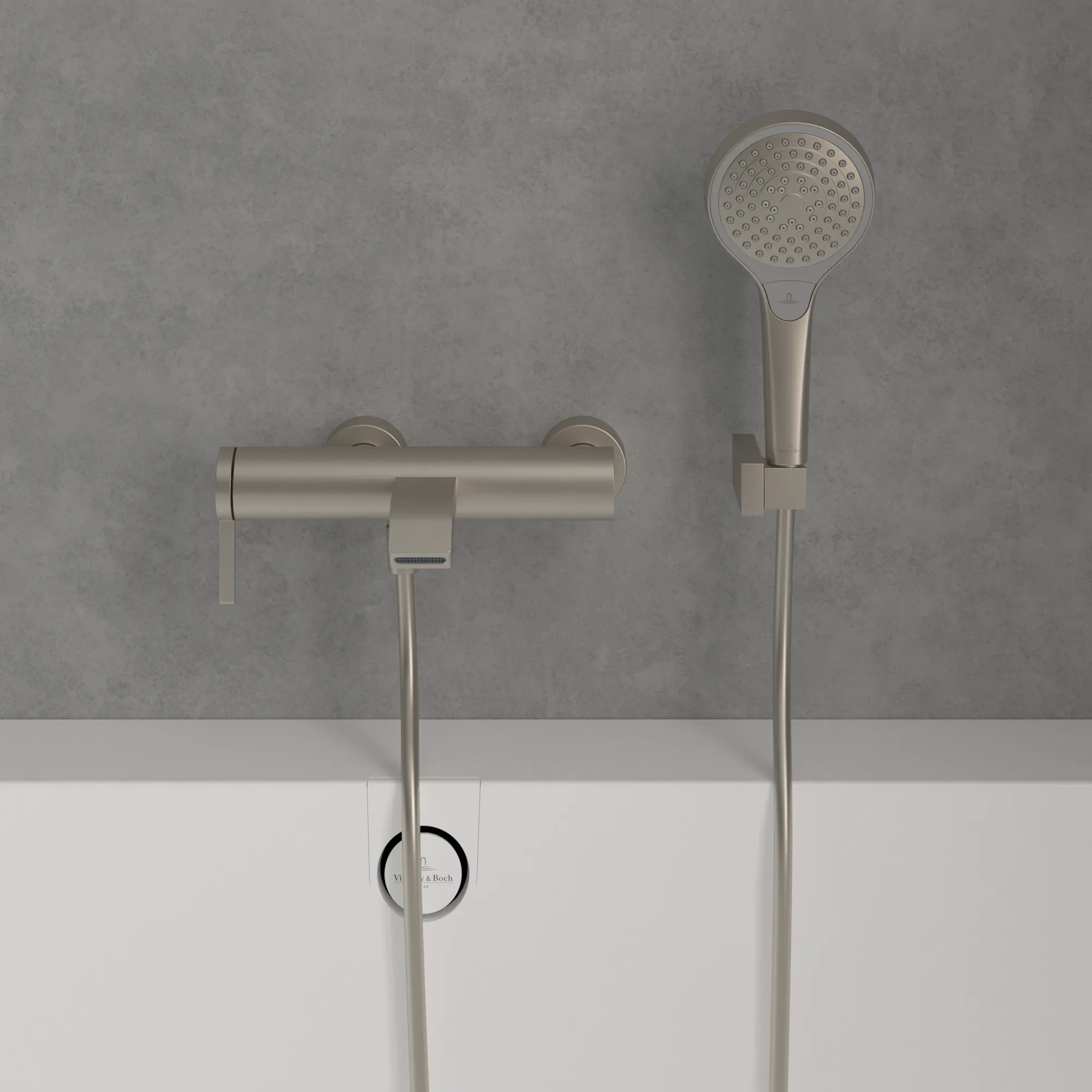 Villeroy & Boch Einhebel-Badewannenarmatur Dawn, Brushed Nickel Matt, 173 x 274 x 111 mm, Wandmontage Villeroy & Boch Einhebel-Badewannenarmatur Dawn, Brushed Nickel Matt, 173 x 274 x 111 mm, Wandmontage