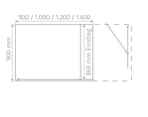 HSK Duschabtrennung Walk-In Frontelement „Premium 2“ Walk in Glas Klar hell, Profile Pergamon, H: 2000 mm